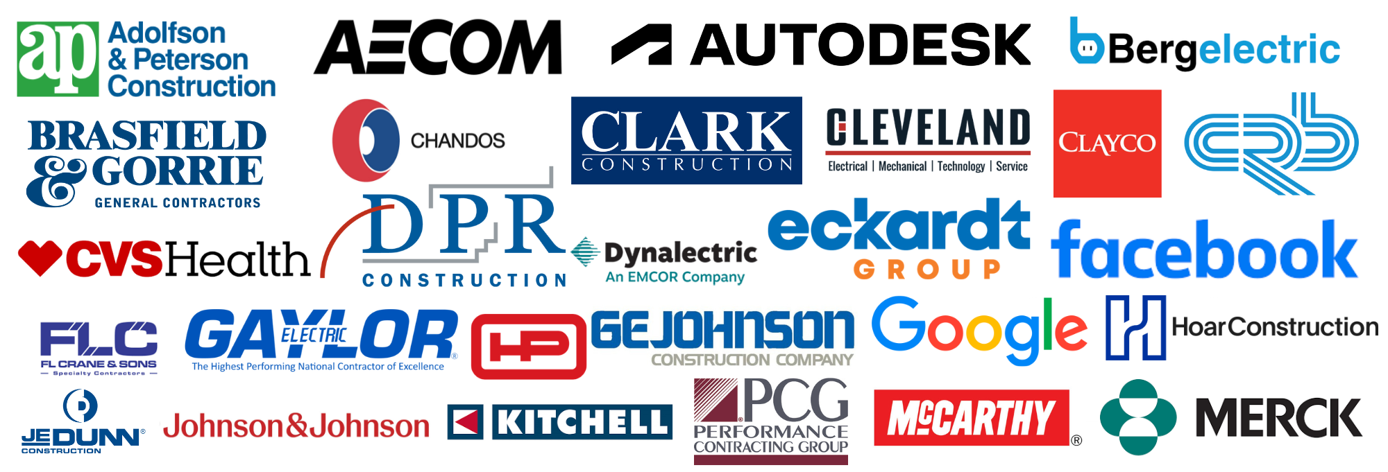 A banner displaying the companies that have previously attended Advancing Prefabrication.